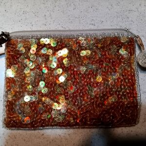 Sequined Rust Colored Formal Wristlet